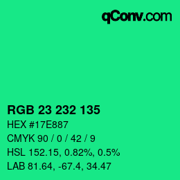 Color code: RGB 23 232 135 | qconv.com