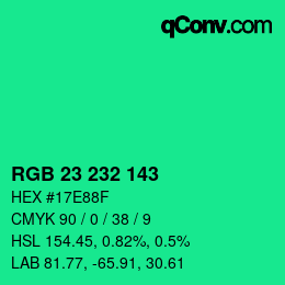 Color code: RGB 23 232 143 | qconv.com