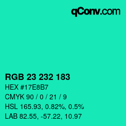 颜色代码: RGB 23 232 183 | qconv.com