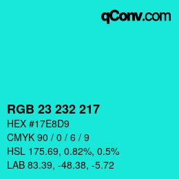 Color code: RGB 23 232 217 | qconv.com