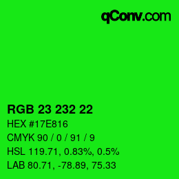 Color code: RGB 23 232 22 | qconv.com