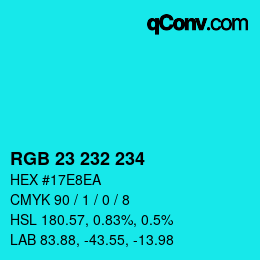 カラーコード: RGB 23 232 234 | qconv.com