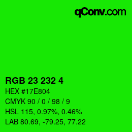Color code: RGB 23 232 4 | qconv.com