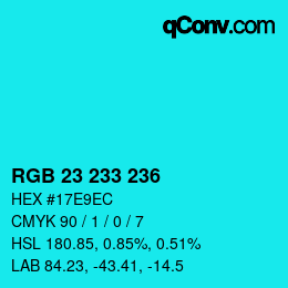 カラーコード: RGB 23 233 236 | qconv.com