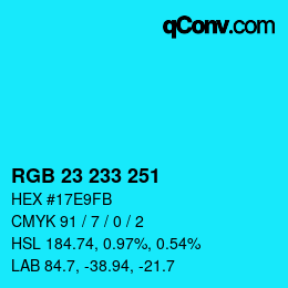 Color code: RGB 23 233 251 | qconv.com