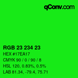 Color code: RGB 23 234 23 | qconv.com