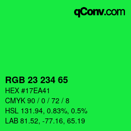 Color code: RGB 23 234 65 | qconv.com