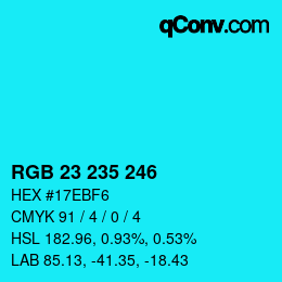 Color code: RGB 23 235 246 | qconv.com