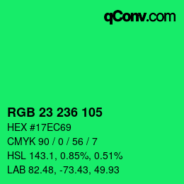 Color code: RGB 23 236 105 | qconv.com