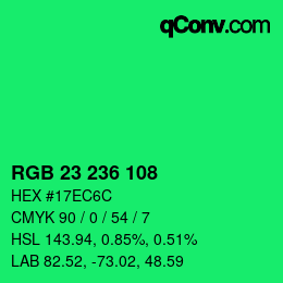 Color code: RGB 23 236 108 | qconv.com