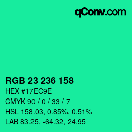 Color code: RGB 23 236 158 | qconv.com