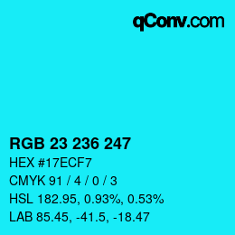 Color code: RGB 23 236 247 | qconv.com