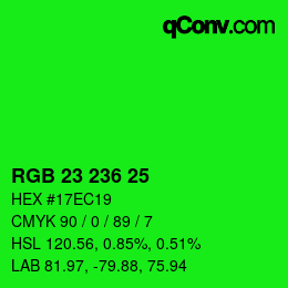 Color code: RGB 23 236 25 | qconv.com