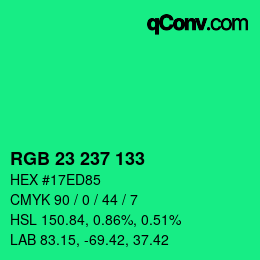 Color code: RGB 23 237 133 | qconv.com