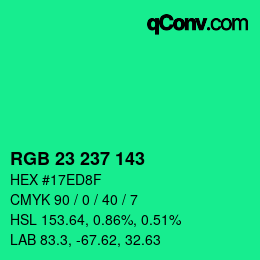 Color code: RGB 23 237 143 | qconv.com