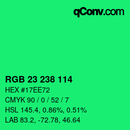 Color code: RGB 23 238 114 | qconv.com