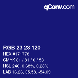 カラーコード: RGB 23 23 120 | qconv.com