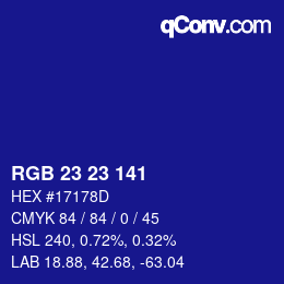 カラーコード: RGB 23 23 141 | qconv.com