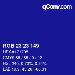 カラーコード: RGB 23 23 149 | qconv.com