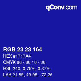 Color code: RGB 23 23 164 | qconv.com