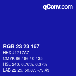 Color code: RGB 23 23 167 | qconv.com
