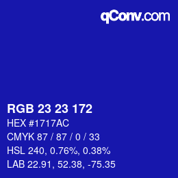 Color code: RGB 23 23 172 | qconv.com