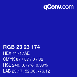 Color code: RGB 23 23 174 | qconv.com