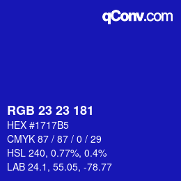 カラーコード: RGB 23 23 181 | qconv.com