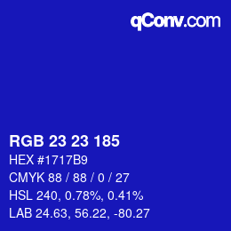 Color code: RGB 23 23 185 | qconv.com