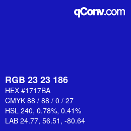 Color code: RGB 23 23 186 | qconv.com