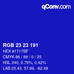 Farbcode: RGB 23 23 191 | qconv.com