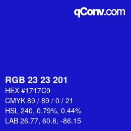 Color code: RGB 23 23 201 | qconv.com