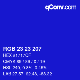 Color code: RGB 23 23 207 | qconv.com