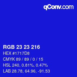 Color code: RGB 23 23 216 | qconv.com