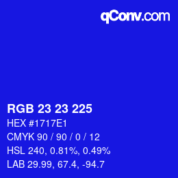 カラーコード: RGB 23 23 225 | qconv.com