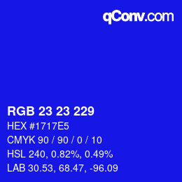 Color code: RGB 23 23 229 | qconv.com