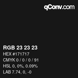 颜色代码: RGB 23 23 23 | qconv.com
