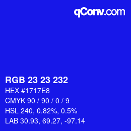 Color code: RGB 23 23 232 | qconv.com