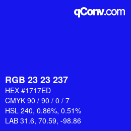 カラーコード: RGB 23 23 237 | qconv.com