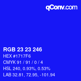 Color code: RGB 23 23 246 | qconv.com