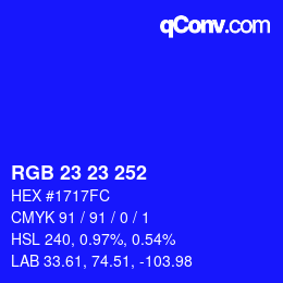 Color code: RGB 23 23 252 | qconv.com