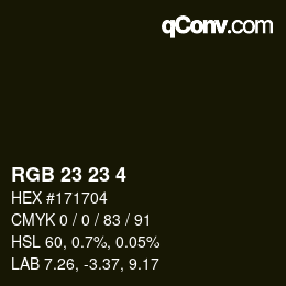 カラーコード: RGB 23 23 4 | qconv.com