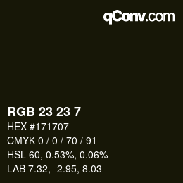 Farbcode: RGB 23 23 7 | qconv.com