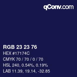 Color code: RGB 23 23 76 | qconv.com