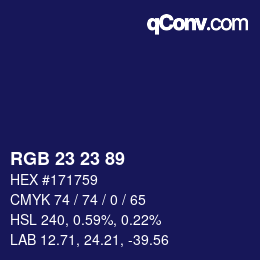 カラーコード: RGB 23 23 89 | qconv.com