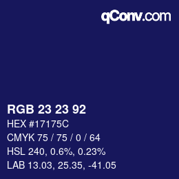 Color code: RGB 23 23 92 | qconv.com