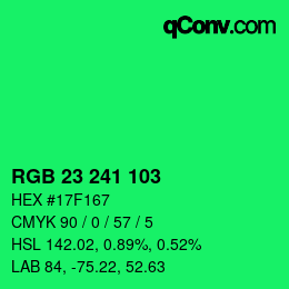Color code: RGB 23 241 103 | qconv.com