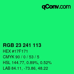 Color code: RGB 23 241 113 | qconv.com