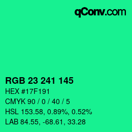 Color code: RGB 23 241 145 | qconv.com
