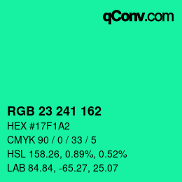 Código de color: RGB 23 241 162 | qconv.com